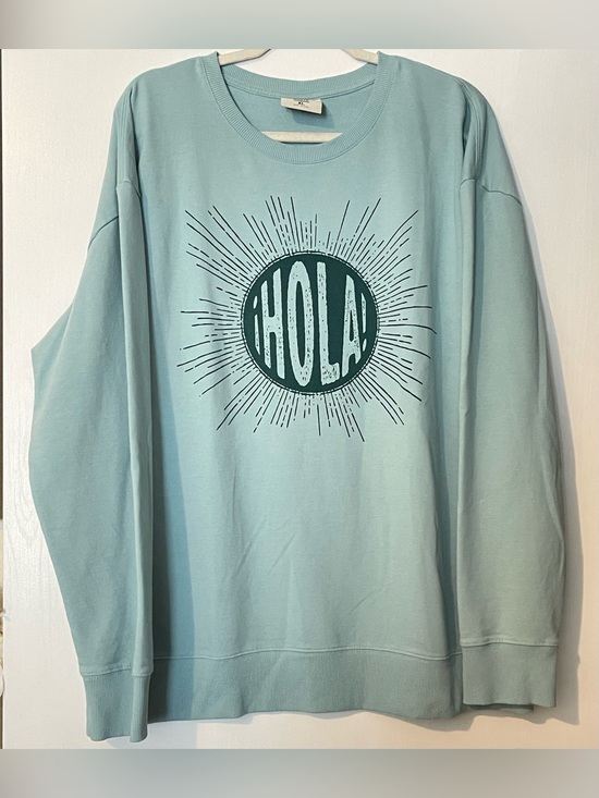Target Other - Latino Heritage Month Teal Hola Sweatshirt, Crewneck, women's size XL